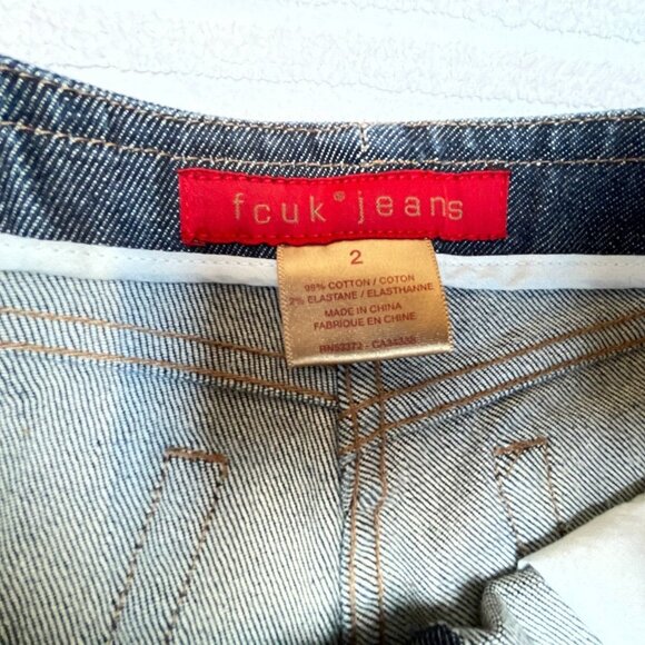 Fcuk Jeans Women's Distressed Denim Bootcut Jeans Low-Rise Size 2 Blue Stretch - Picture 2 of 8